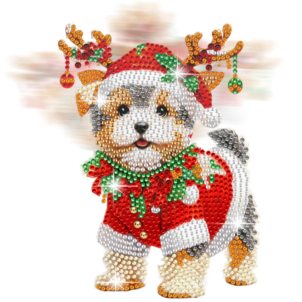 DIY Xmas Schnauzer Acrylic Shaking Head Desktop Diamond Painting Art Kits for Kids