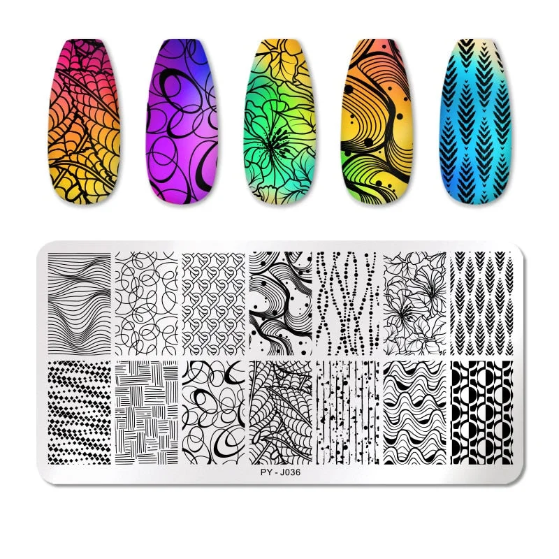 PICT YOU Square Lace Series Nail Stamping Plates Stencil Stainless Steel Tools Nail Art Stamp Design for DIY Image Plate-Nail Inspo
