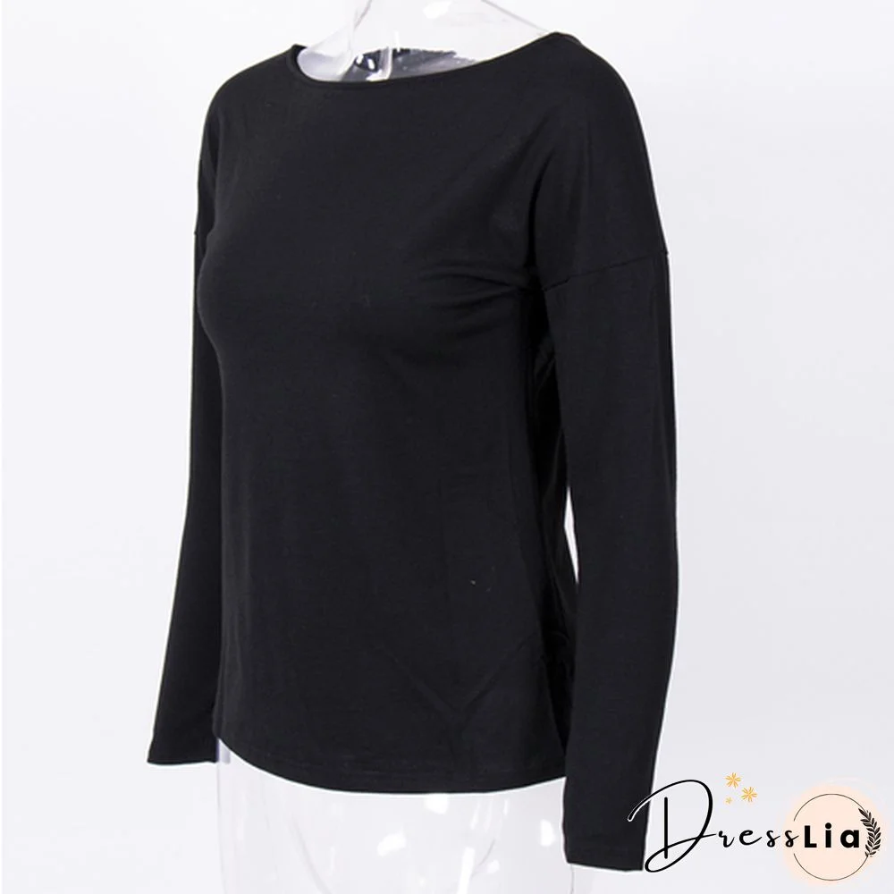 Women Blouses Sexy Backless Ladies Tops Long Sleeve Shirt Blouse Casual Hollow Out Womens Blouses And Tops Loose Women Blouse