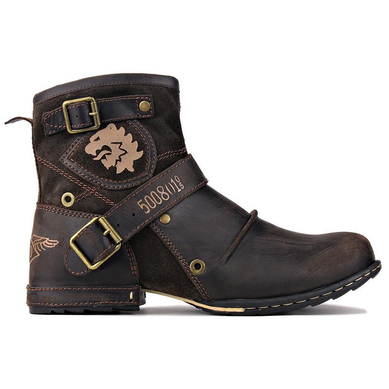 Genuine Leather Zipper-up Men's Ankle Boots 
