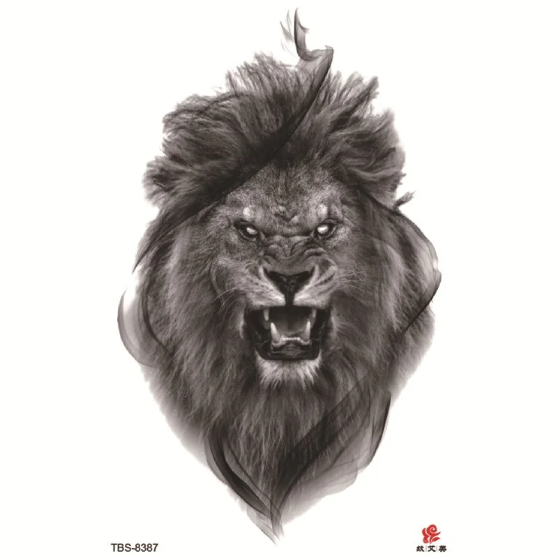 Sdrawing Temporary Tattoo Sticker Forest Lion Tiger Flash Tattoos Women Skeleton Skull Bodi Art Arm Fake Tatoo Men Body Woman