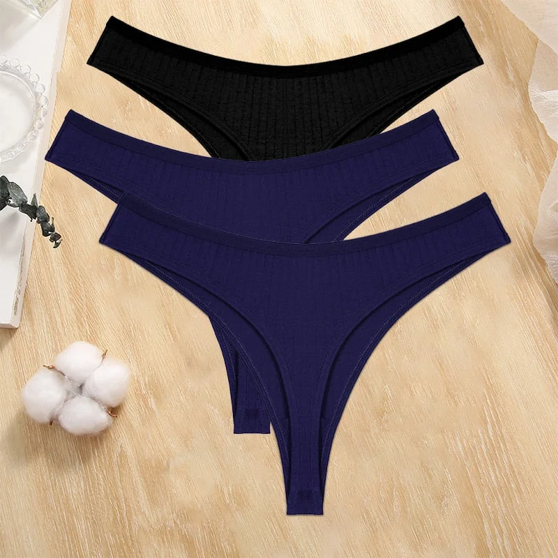 FINETOO 3PCS/Set Cotton G-string Women Lingerie Panties S-XL Thong Femmale Underwear Sexy Pantys Underpant Intimate Thong Girl