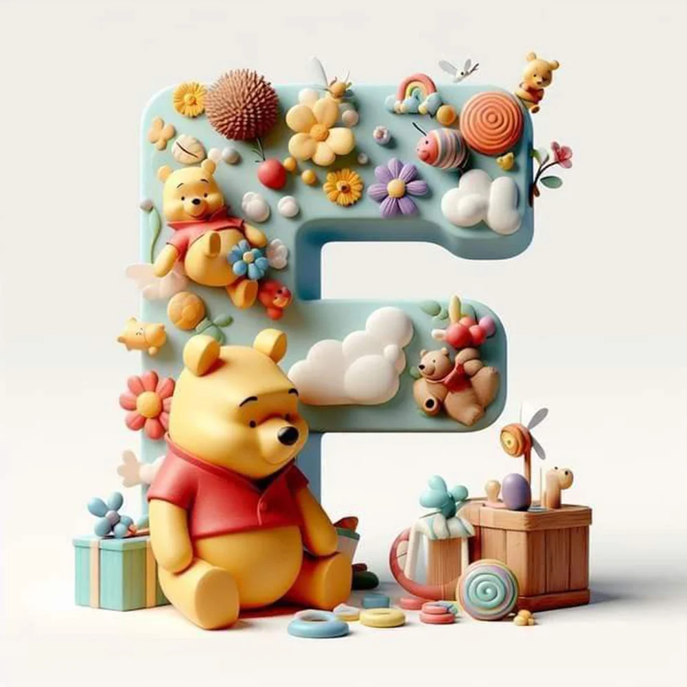 Full Round Diamond Painting 30*30cm - Winnie The Pooh'S 26 Letters F