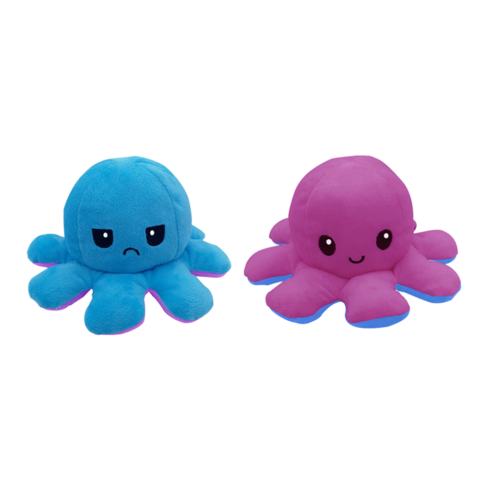 

Cute Flip Octopus Doll Double Sided Purple Blue Expression Plush Toy, 501 Original