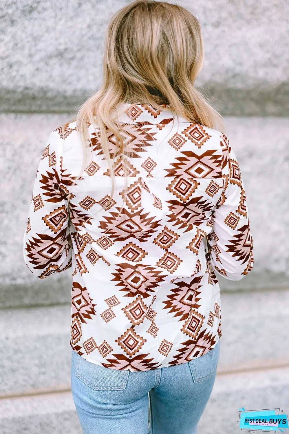 Western Aztec Pattern Flap Shirt