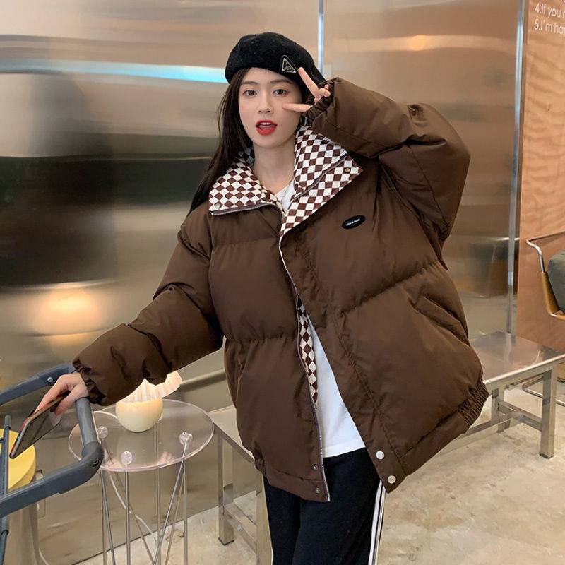 OLCooL 2024 Fall Fashion Checkered Collar Zip Up Padded Jacket olcool