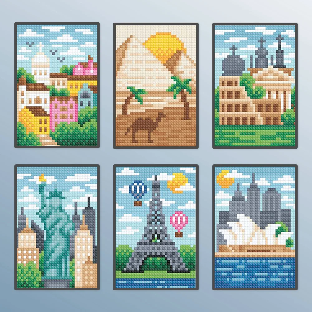 6pcs/a set 5D DIY Places Full Square Drill Partial AB Drill Diamond Painting(13*16cm)