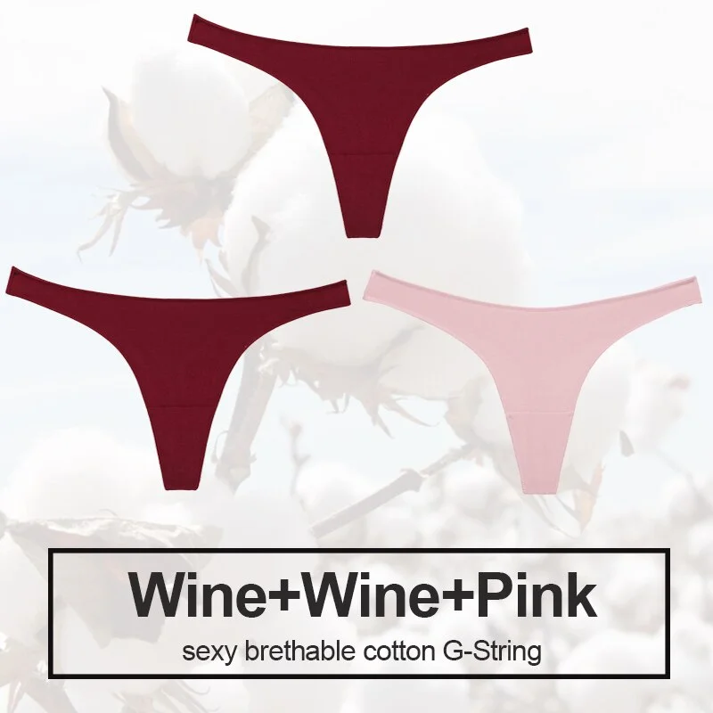 3PCS/Set Sexy Thong Women Panties Cotton Underwear Briefs Women G-String Female Underpants Lingerie Pantys Girls Femme Panties