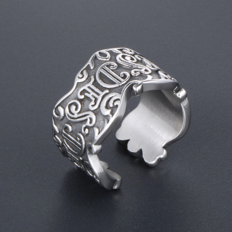 Jewelry Retro Vintage Style Punk Letter Argyle 304 Stainless Steel Asymmetrical Rings