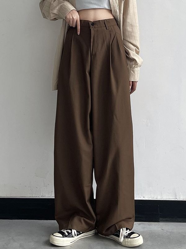 Basic Casual Straight Leg Tailored Pants