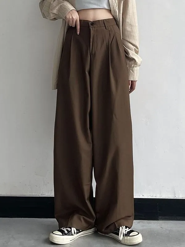 Basic Casual Straight Leg Tailored Pants