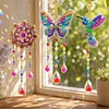 3PCS-3 5D DIY Diamond Painting Wind Chimes Suncatcher Kit Double Sided Diamond Art Kits Suncatcher with Crystal Pendant for Home Wall Window Decor Adults DIY Art Craft