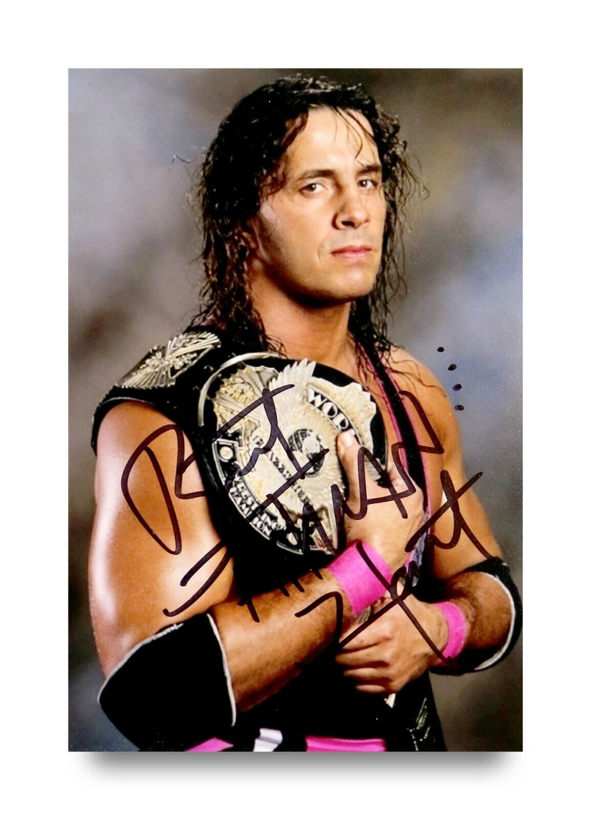 Bret 'Hitman' Hart Signed 6x4 Photo Poster painting WWF WWE Royal Rumble Wrestler Autograph +COA