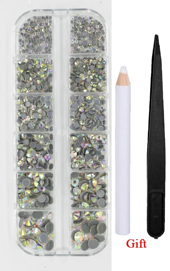 40 Colors 1000pcs Mix size hotfix nail art Rhinestone Crystal SS6-SS30 Glass Strass Hotfix Iron On Rhinestones Decoretion