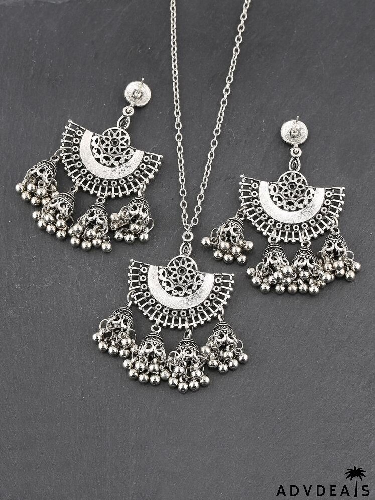 Jhumka Pendant Necklace & Drop Earrings