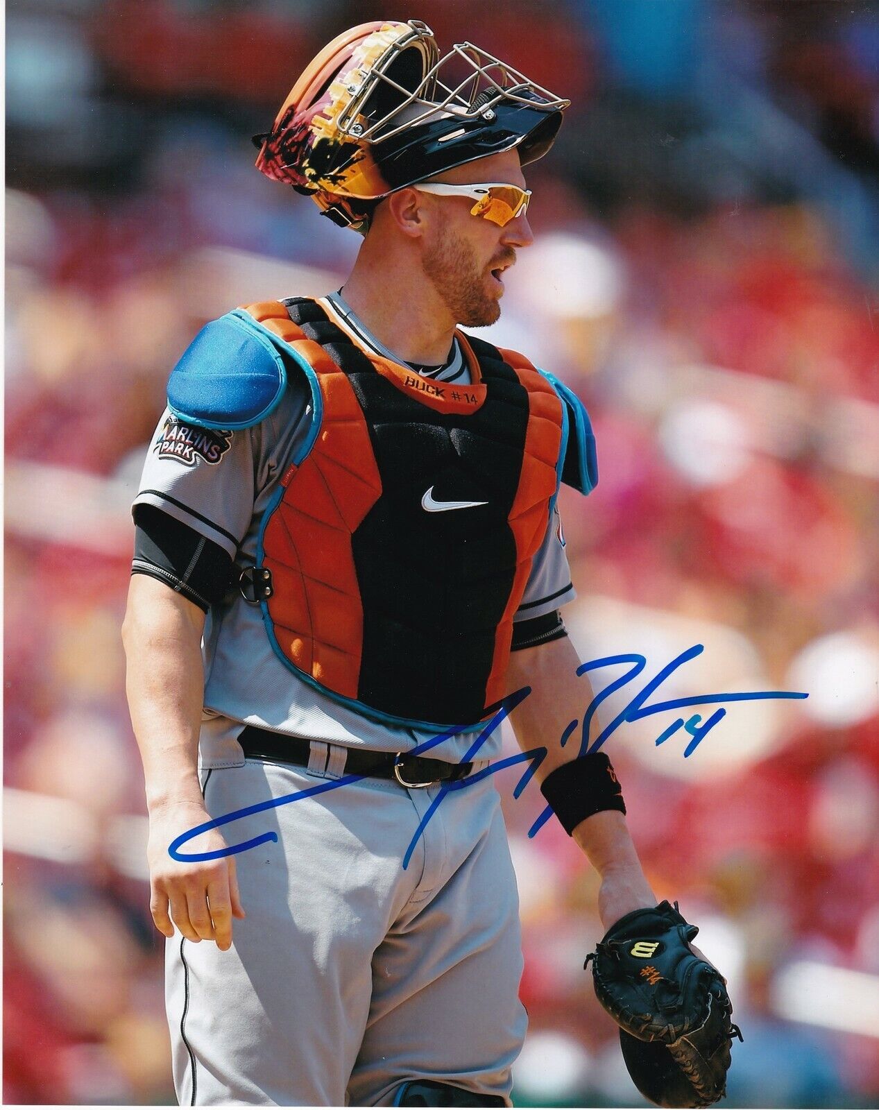 JOHN BUCK MIAMI MARLINS ACTION SIGNED 8x10