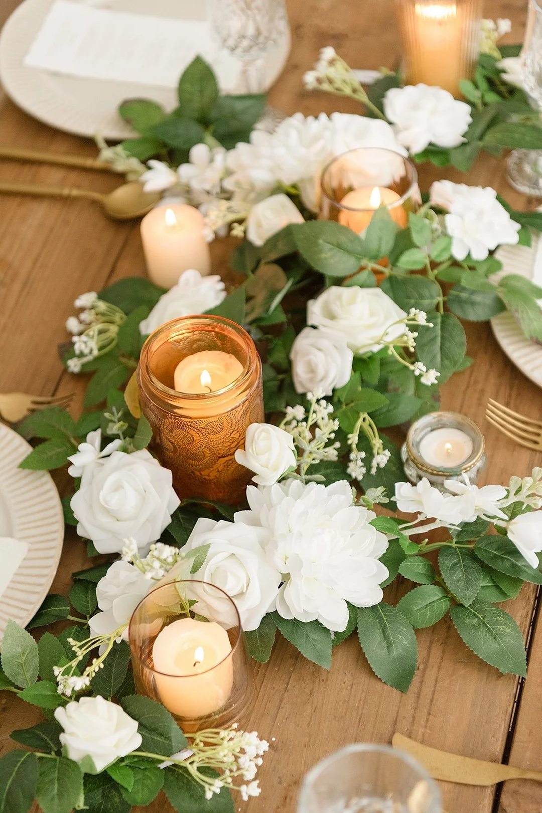 2ft Flower Garlands in White & Sage