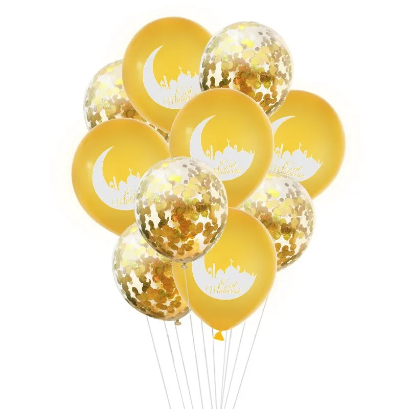 1Set EID MUBARAK Balloons Gold Silver Helium Confetti Ballon For Muslim EID Air Ball Ramadan Festival Party Decoration Supplies