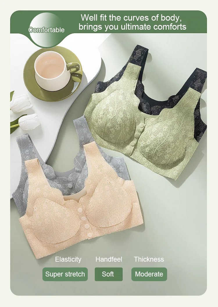 Seamless Anti Sagging Cotton Front Closure Bra For Seniors and