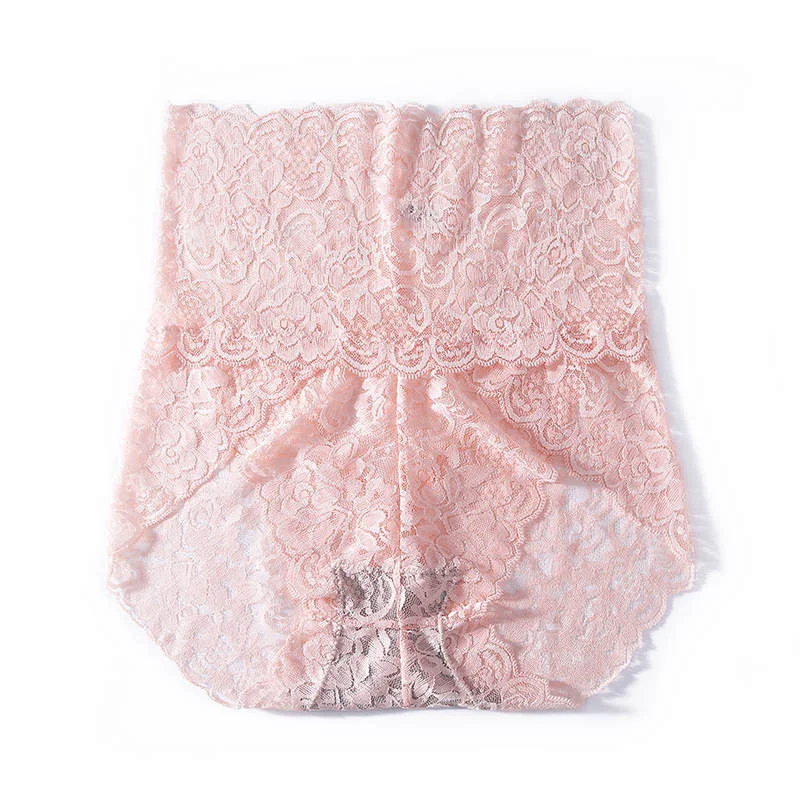 1 Pcs High Waist Underwear Sexy Female Lace Panties Ladies Bodycon Underwear Hollow Out Floral Panties Woman M-XXL New BANNIROU