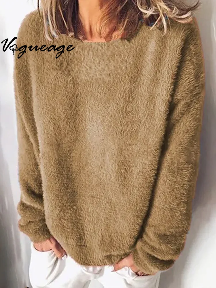 Loose Round Neck Long Sleeve Double-Faced Fleece Sweatshirt Casual Loose Sweatshirt