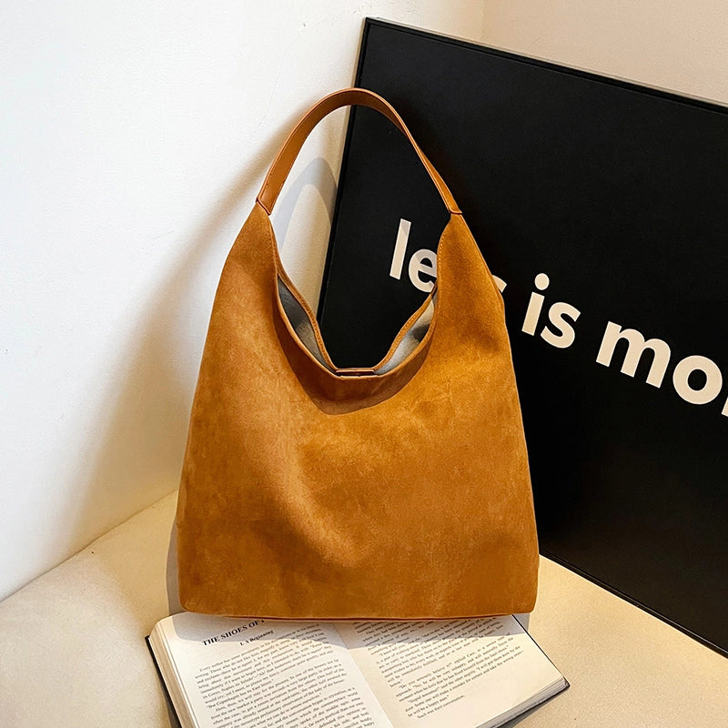 Women’s Suede Solid Color Streetwear Square Magnetic Buckle Shoulder Bag