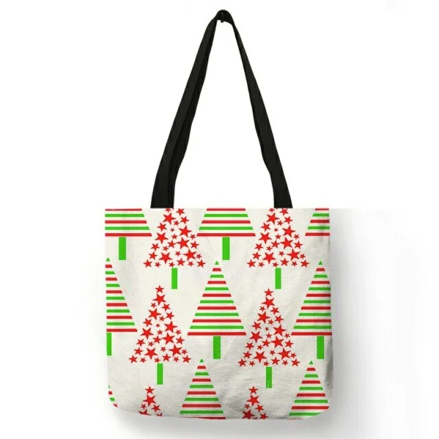 Linen Eco-friendly Tote Bag -  Christmas Snow Scenery
