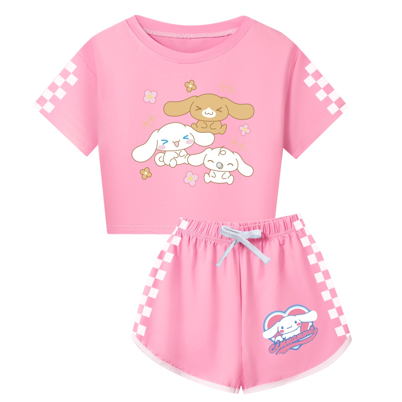 Cinnamoroll Themed Matching Half-Sleeve Top & Shorts Set for Adults and Kids - Adorable Family Outfit -Mayoulove