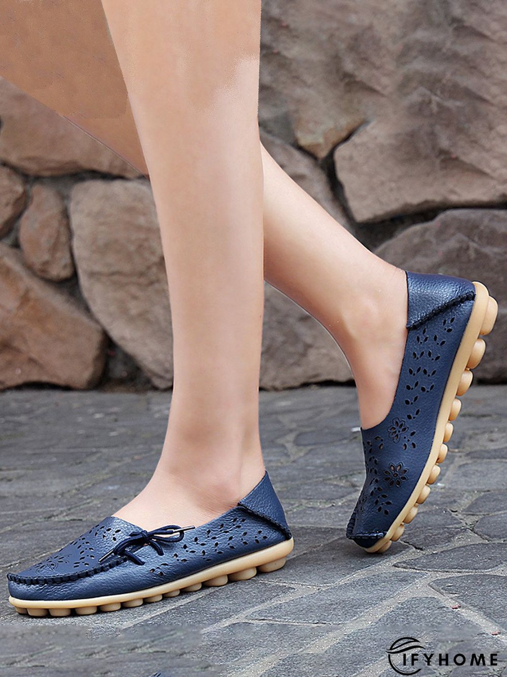 Cowhide Hollow Lace-up Portable Shoes | IFYHOME