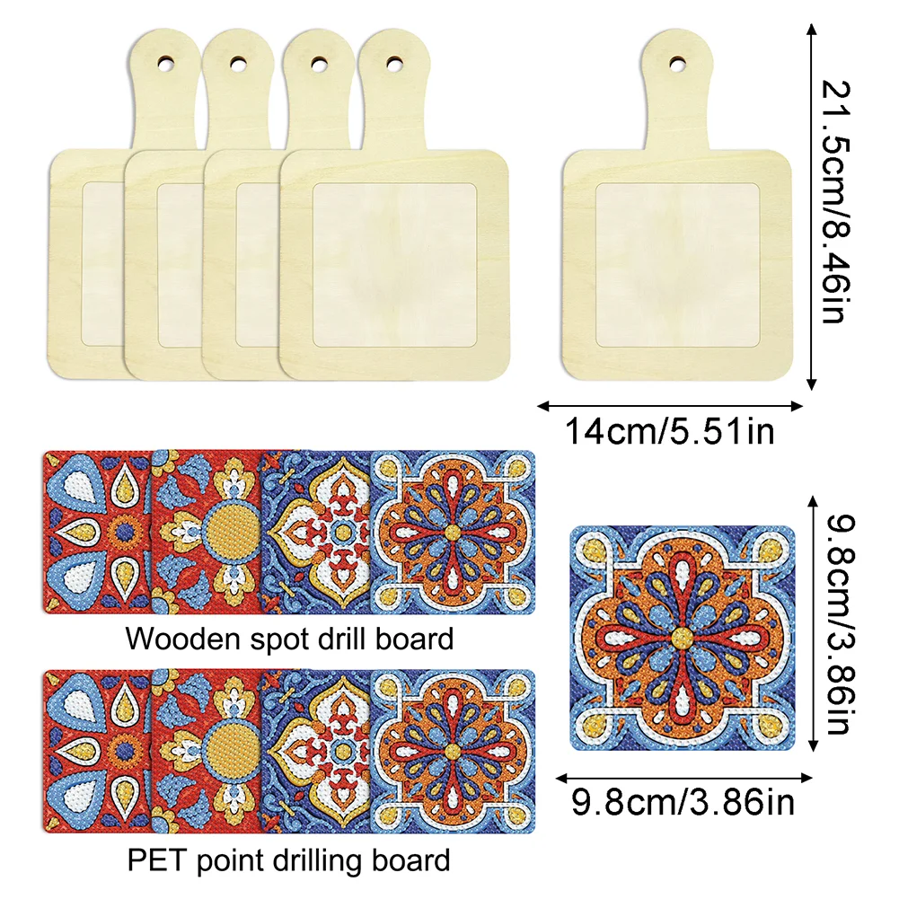 4Pcs Mandala DIY Diamond Painting Placemats Rhinestone Table Mats for Adults
