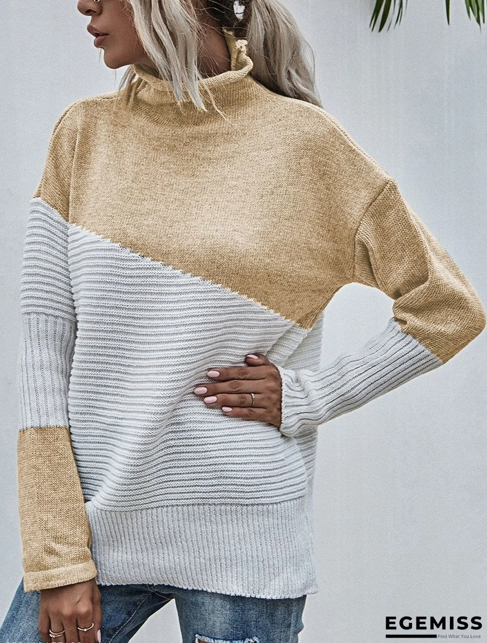 Color-blocking Sweater Women's Autumn And Winter New Contrast Color Pullover Sweater | EGEMISS