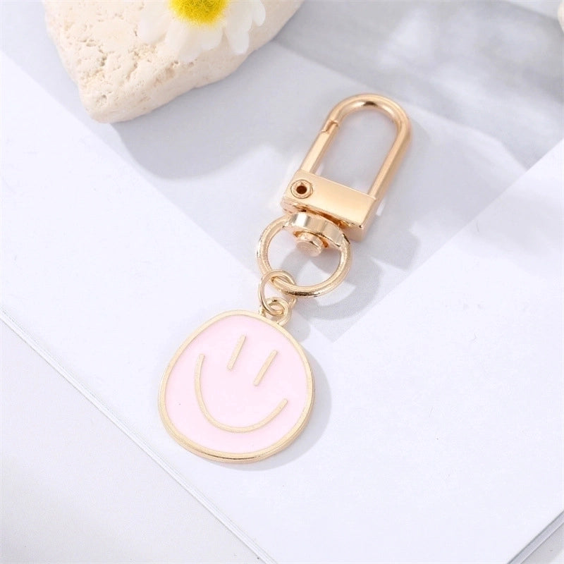Fashion Alloy Colorful Oil Smiling Face Keychain Electroplated Gold Irregular Pendant Accessories