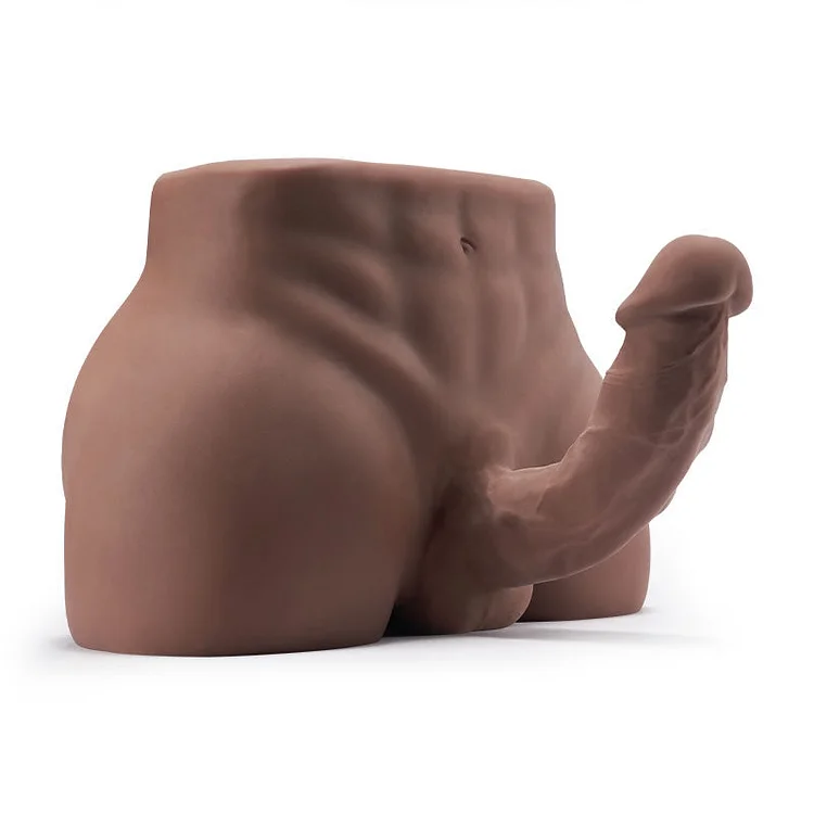 【NEW】8.5lb Male Sex Doll For Female and Male Masturbation Brown Sex Torso with Dildo-