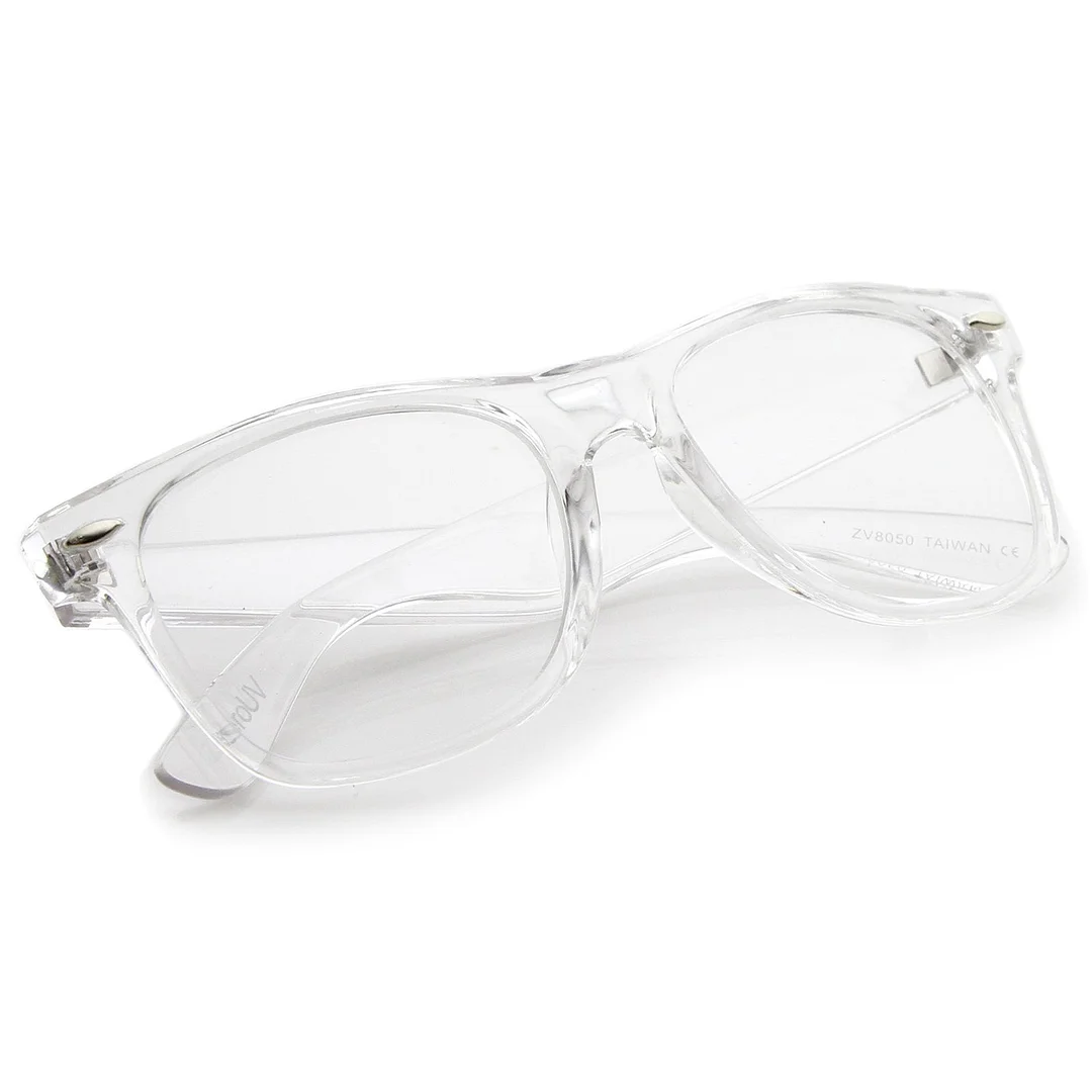 Retro Wide Temple Clear Lens Horn Rimmed Eyeglasses 54mm
