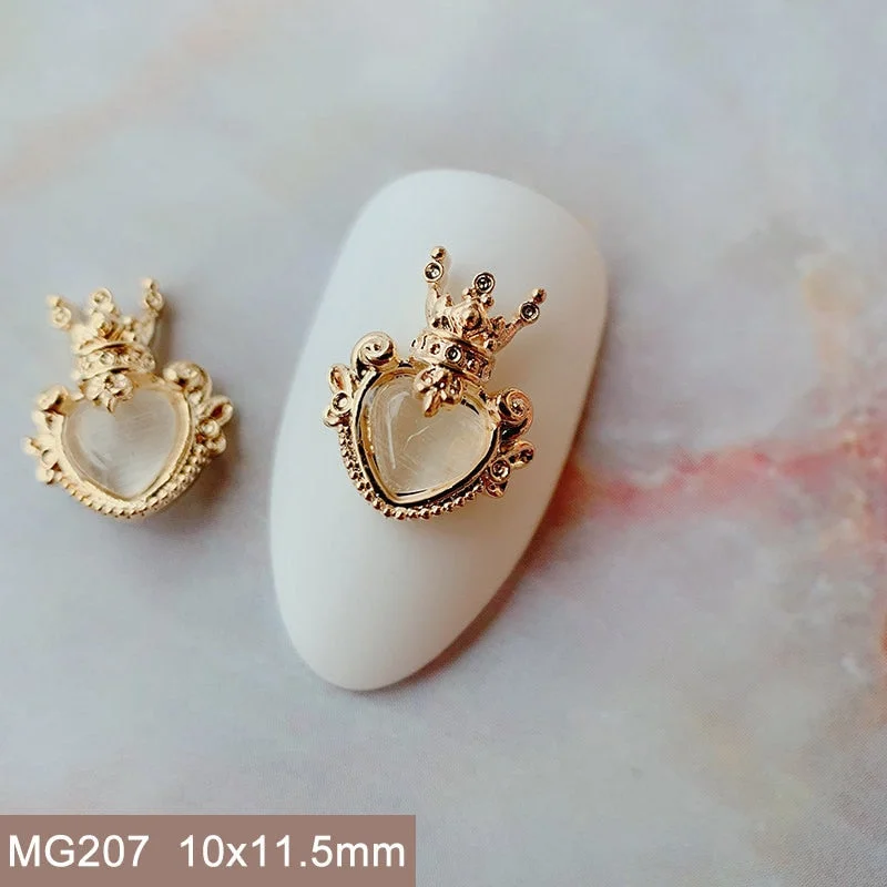 10pcs/lot MG207 Crown Love Heart Zircon Nail Art Crystals Jewelry Rhinestone DIY Nails Accessories Supplies Decorations Charms