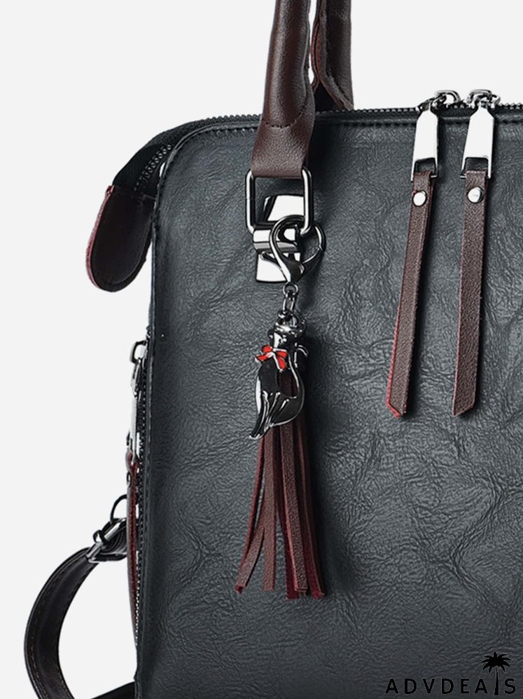 Zip Front Square Bag With Bag Charm