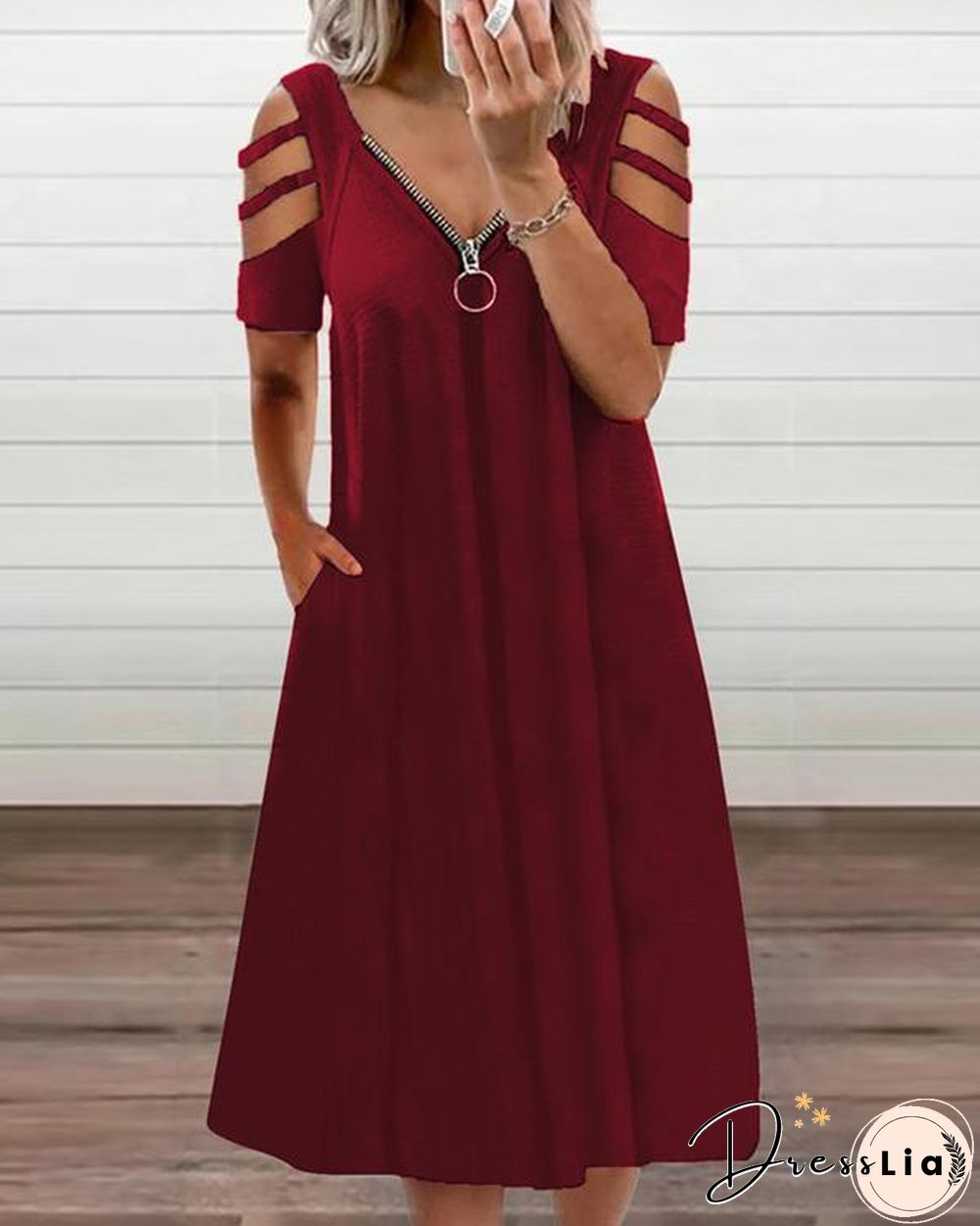 Women's Off-the-shoulder Zipper Dress