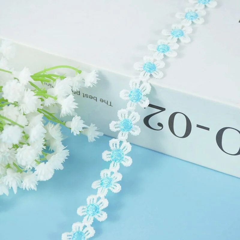 5Yards 15mm Daisy Lace Trim Flower Lace Fabric Embroidery Handmade Patchwork Ribbon Home DIY Crafts Apparel Sewing Accessories