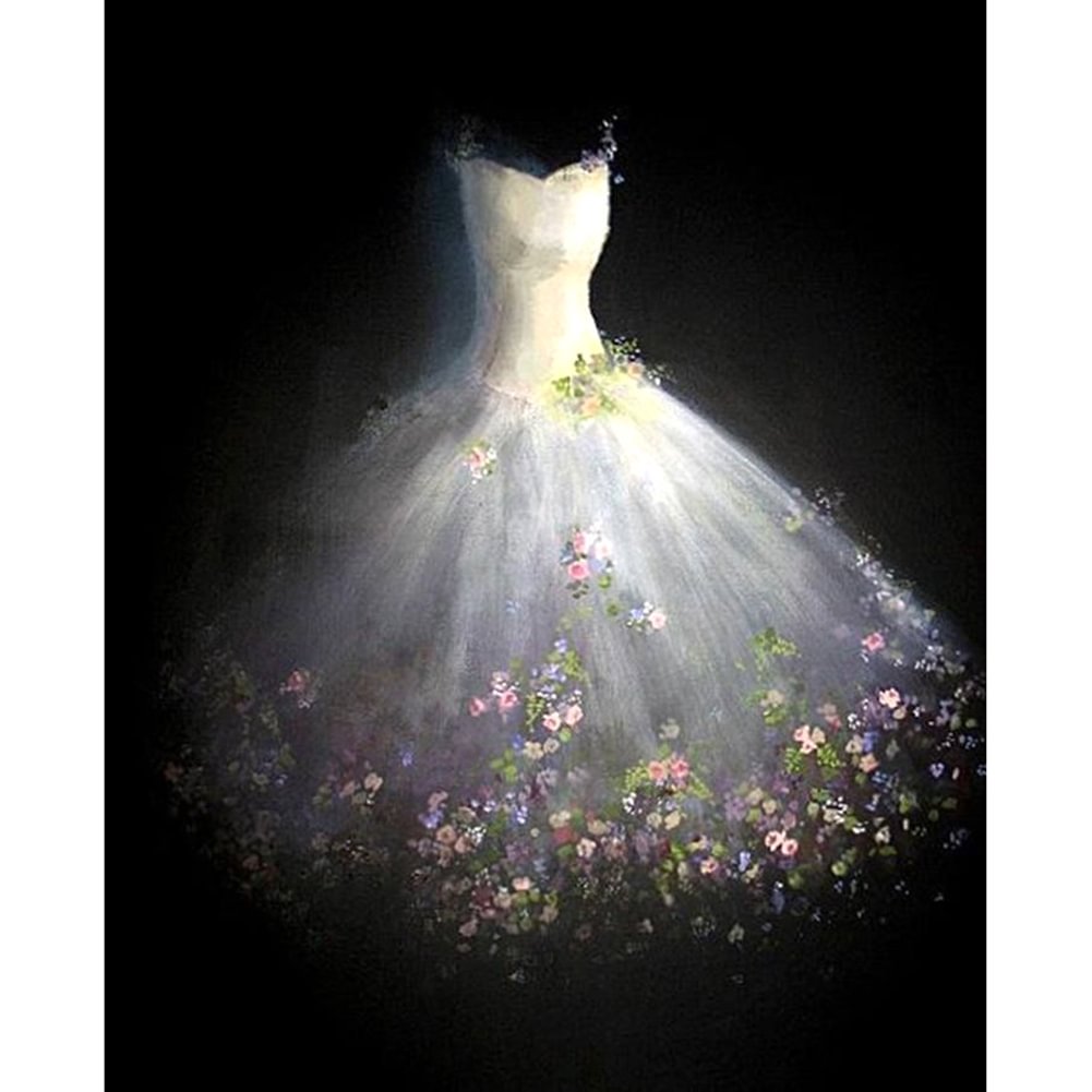 White Wedding Dress - Partial Drill - Diamond Painting (30*40cm)