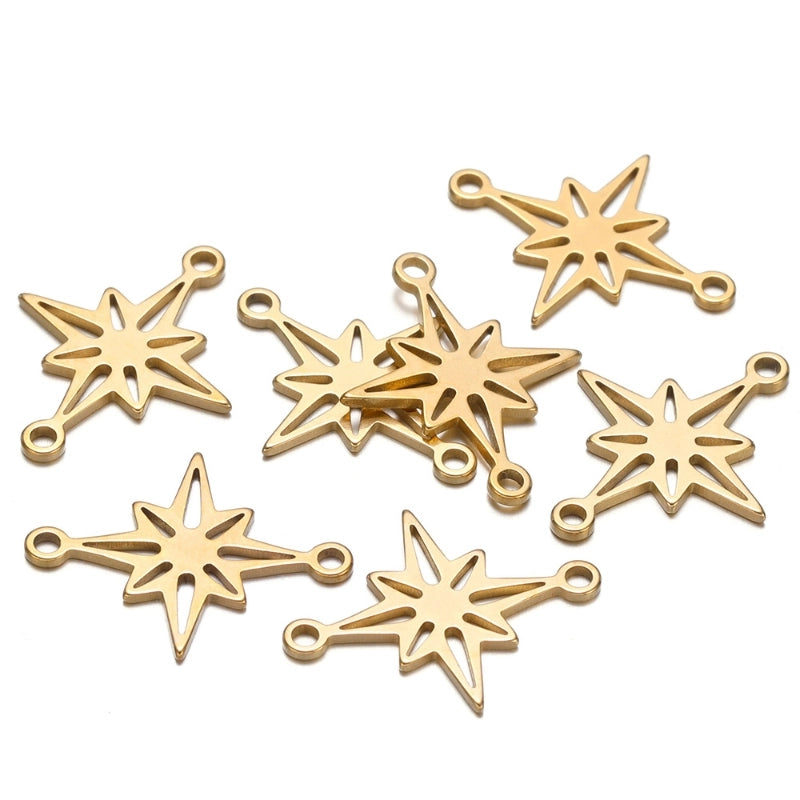 20 PCS/Package 14*18MM 304 Stainless Steel Hexagram Pendant