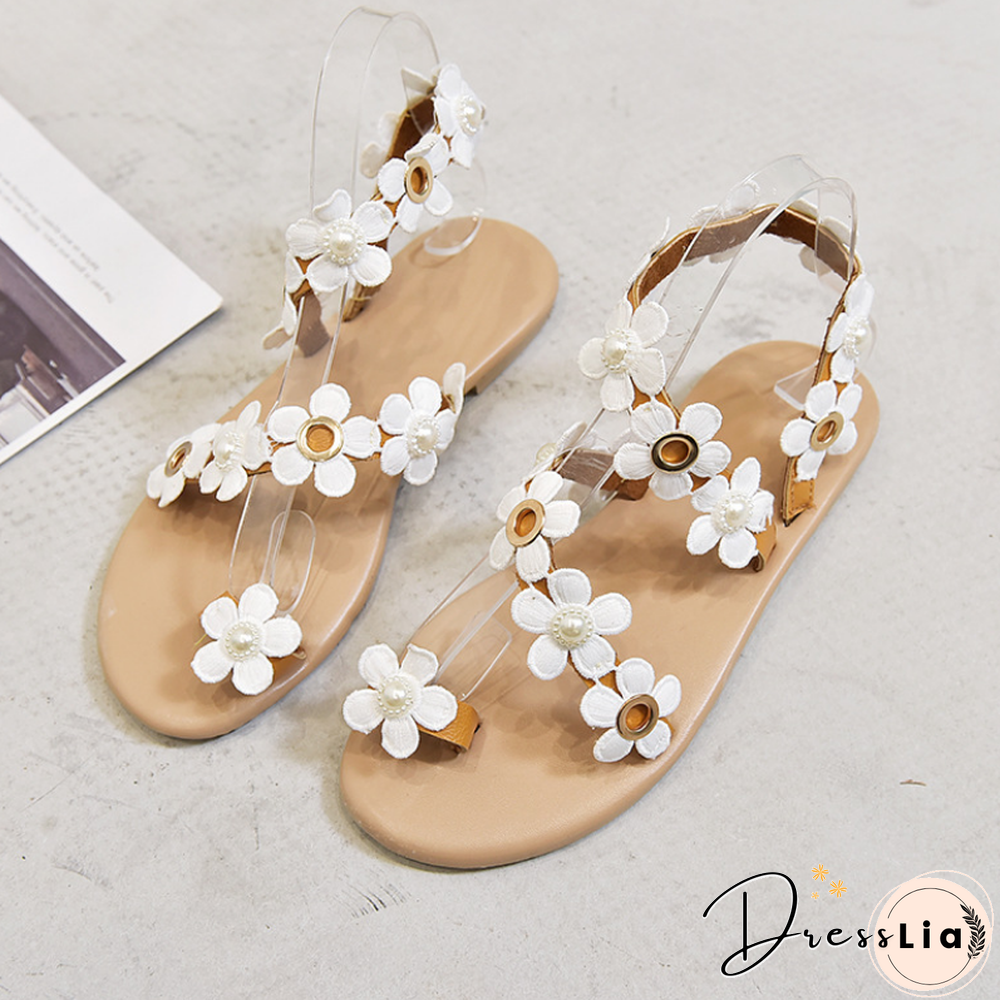 White Lace Sandals Women Flip Flops Flat Sandals Women Bohemia Beach Shoes Women Plus Size Summer Fashion Woman WSH3628