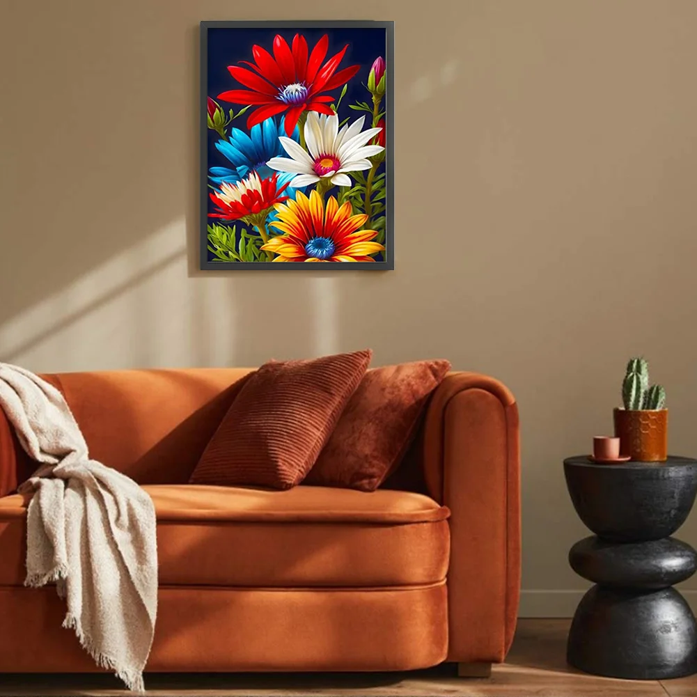 9CT Full Stamped Cross Stitch Bead Embroidery- Flower(Canvas|40*53CM)