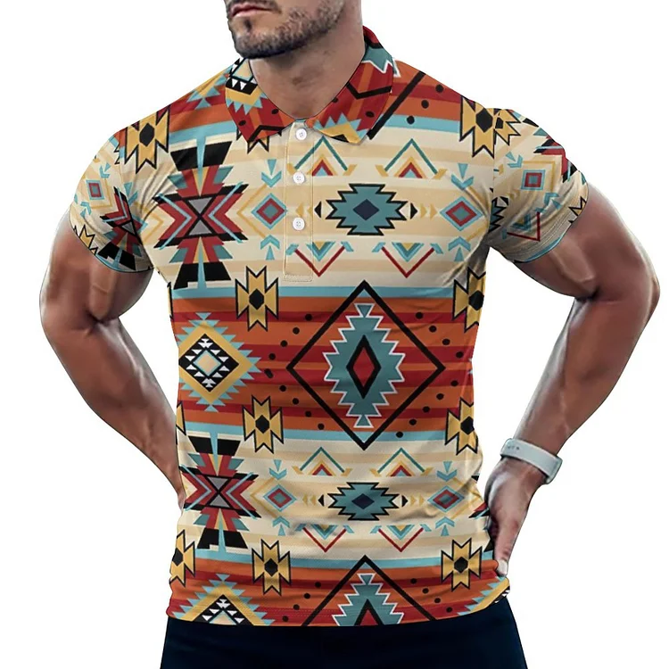 Polo Straight Shirt Aztec Geometry Pattern2