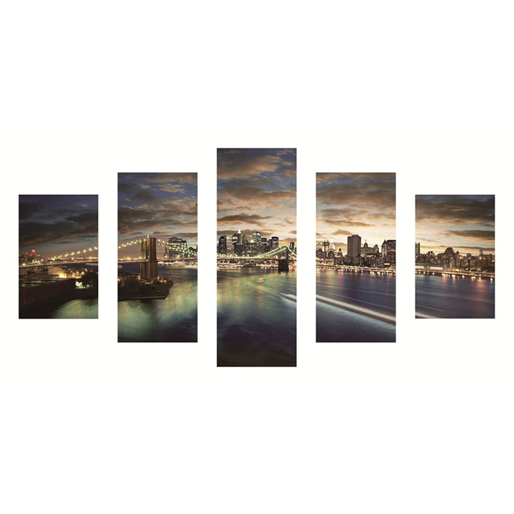 

80*40CM - Multi-picture Round Drill Diamond Painting - 5pcs City Night Scene, 501 Original