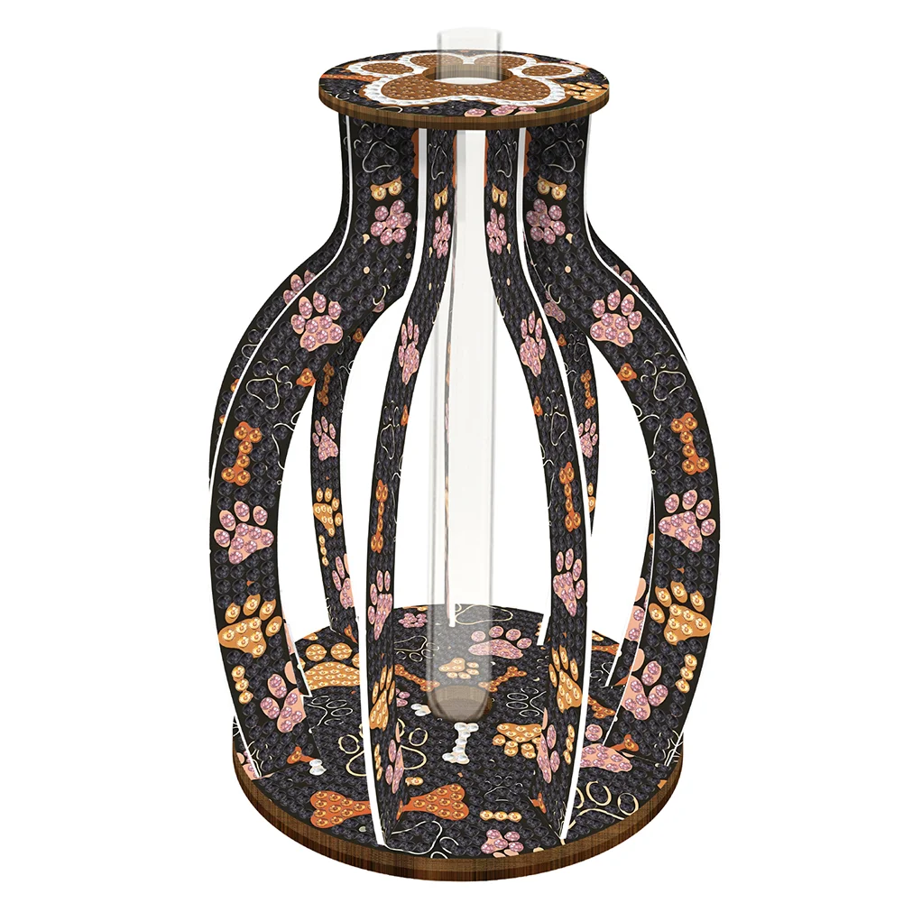 Wooden Paws Diamond Painting Rhinestones Vase 5D DIY Diamond Art Flower Vase