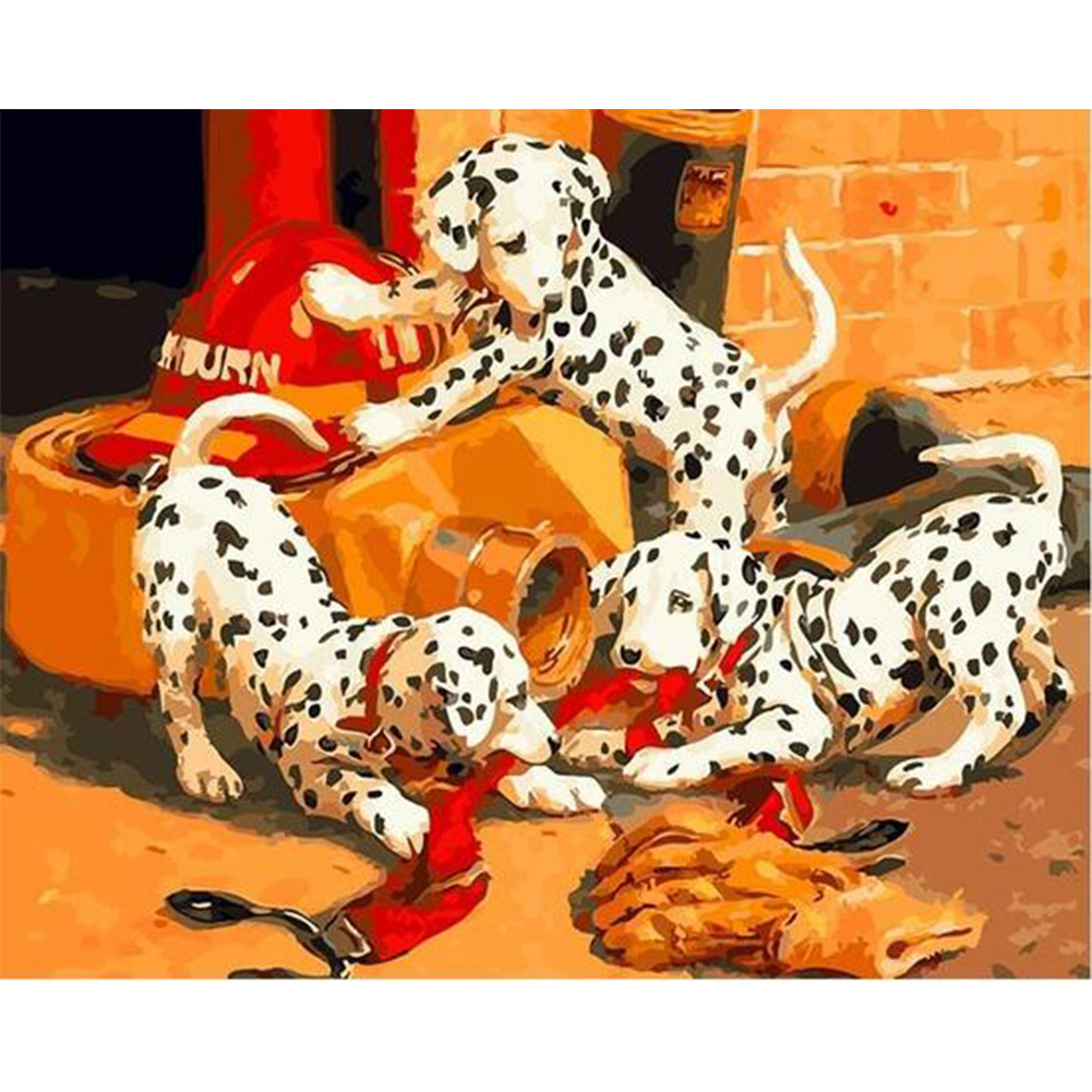 

50*40CM - Paint By Numbers - Playing Dogs, 501 Original