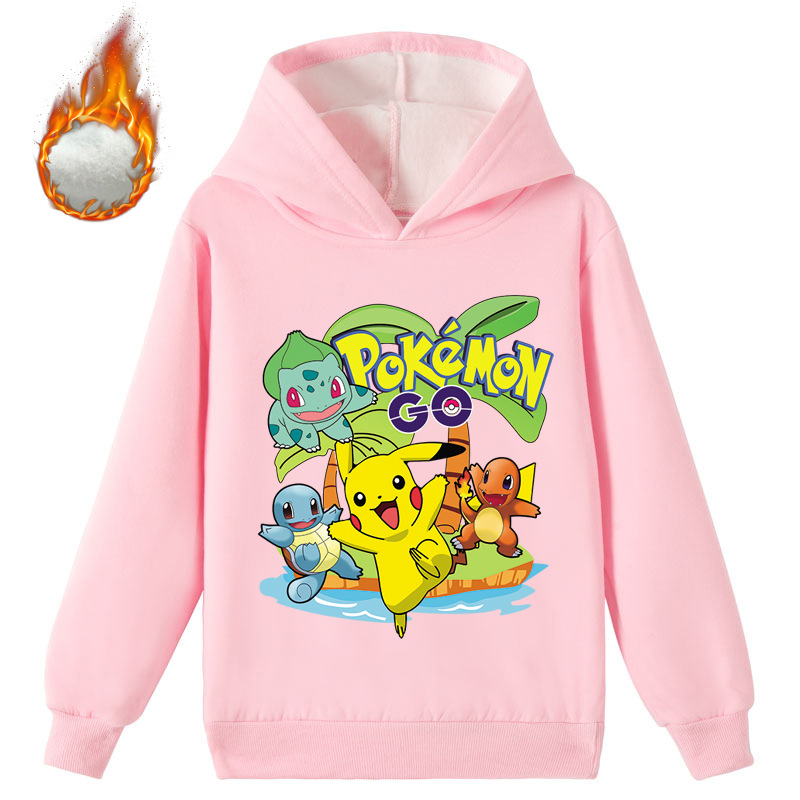 Mayoulove Pikachu Fleece Hoodie - Perfect for Young Pokemon Fans! Cozy and Warm, Ideal for Outdoor Activities. Ideal for Kids Aged 2-10.-Mayoulove