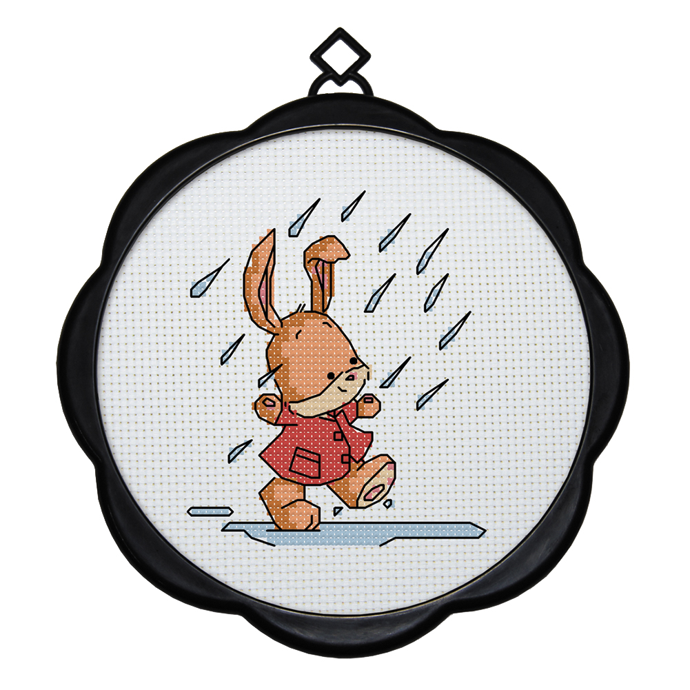 

Rainy Day Rabbit - 11CT Stamped Cross Stitch - 17*17CM (With Frame), 501 Original