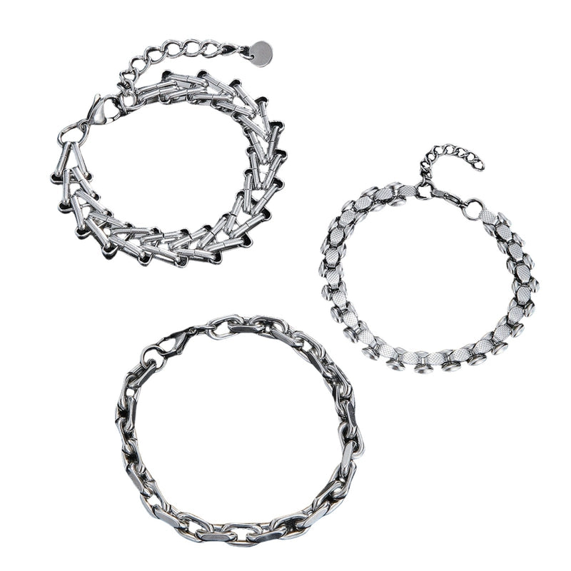 New Men’s Hip Hop Style Stainless Steel Bracelet Punk Thick Straps Daily Wear Handmade Chain Ornament