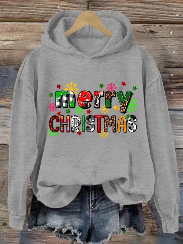 Merry Christmas Loose Pullover Hooded Sweatshirt-0020118